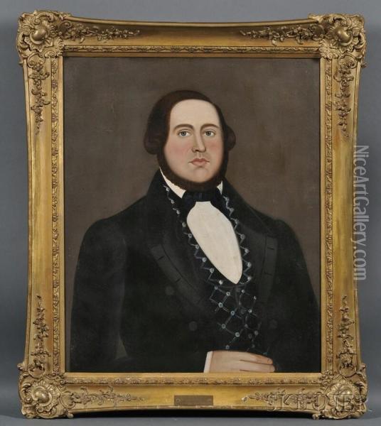 Folk Art Portrait Of Enoch Adams Pettingell Oil Painting - William Matthew Prior