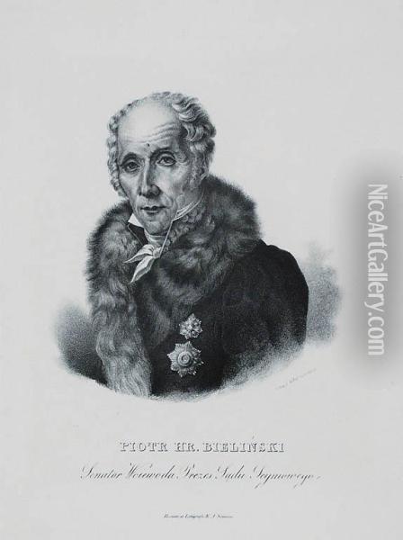 Hrabia Piotr Bielinski [1754-1829] Senatorwoiewoda Prezes Sadu Seymowego Oil Painting - L. Kolodziejski