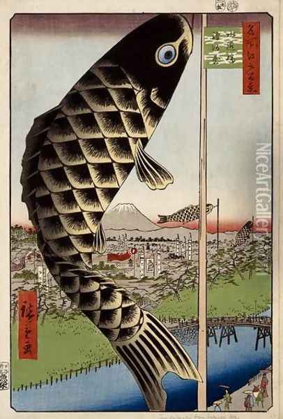 Suid Bridge and Surugadai Oil Painting - Utagawa or Ando Hiroshige