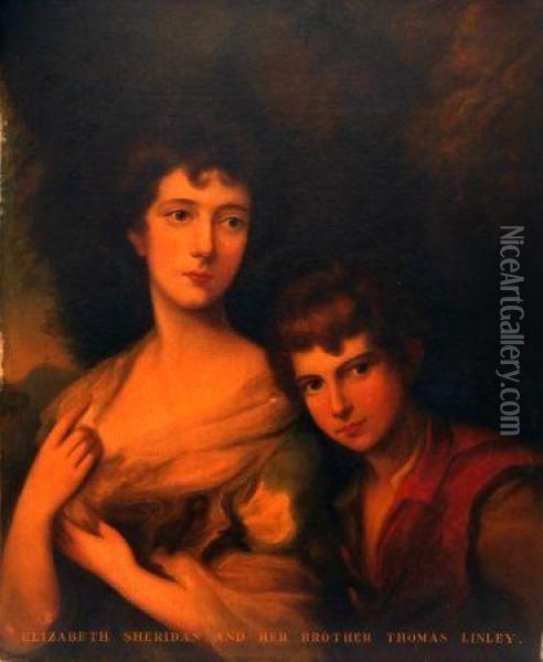 Elizabeth Sheridan And Her Brother Thomas Linley Oil Painting - Thomas Gainsborough