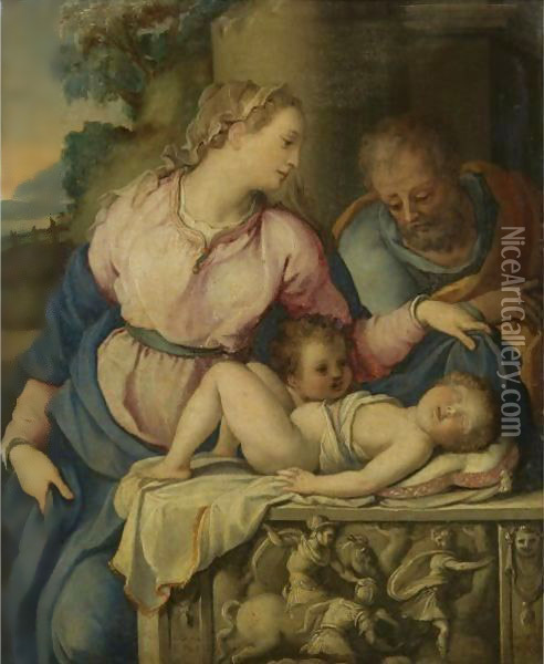 The Holy Family With The Infant Saint John The Baptist Oil Painting - Alessandro Allori