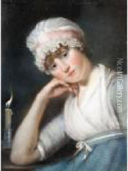 Portrait Of A Young Lady With A Bonnet Oil Painting - John Russell