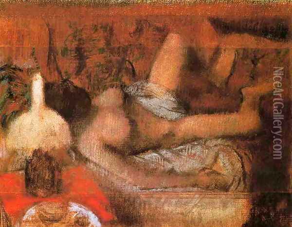 Reclining Nude Oil Painting - Edgar Degas