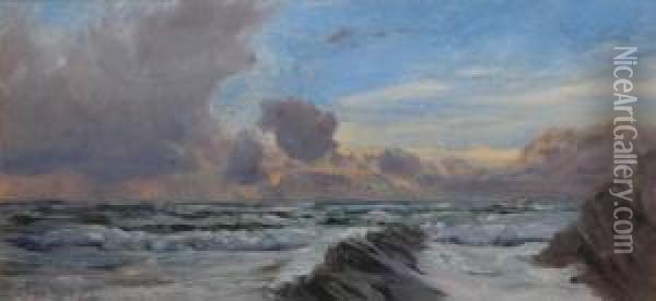 Sea And Sky. Oil Painting - John Edward Brett