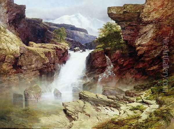 A Rocky Torrent Oil Painting - William West