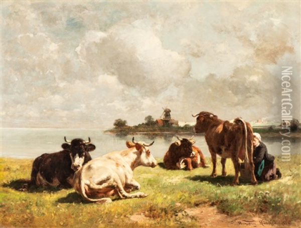 Landschaft Mit Kuhen Oil Painting - Wilhelm Friedrich Frey