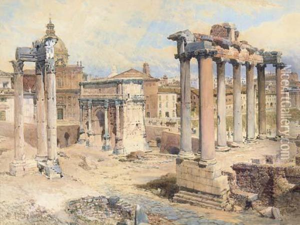 The Forum, Rome Oil Painting - Edward Pritchett