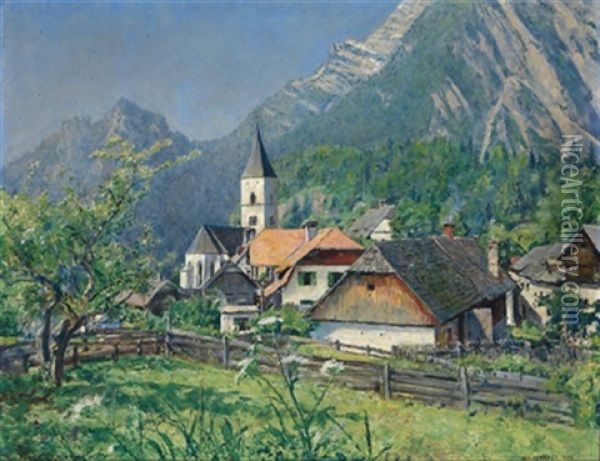 Motiv Aus Purgg (grimming - Trautenfels) Oil Painting - Johann Victor Kramer