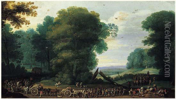 Convoi Militaire Oil Painting - Pieter Van Bredael