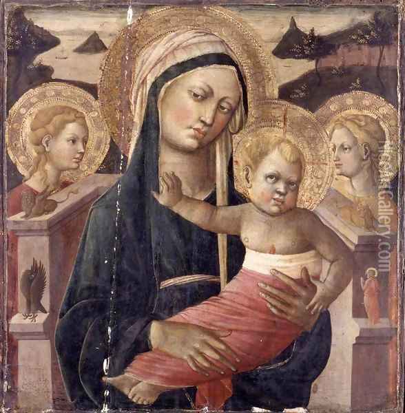 Madonna and Child Enthroned 2 Oil Painting - Giovanni di ser Giovanni Guidi (see Scheggia)