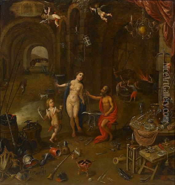 Venus In The Forge Of Vulcan Oil Painting - Hendrik van Balen