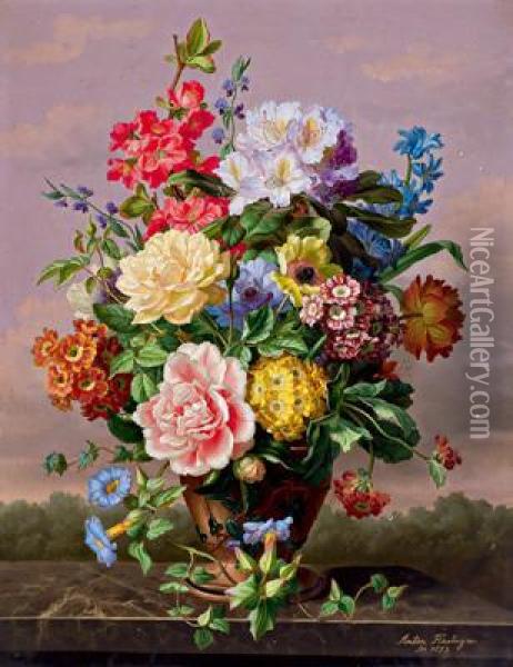 Grande Quadro Di Fiori Con Rose Oil Painting - Anton Hartinger