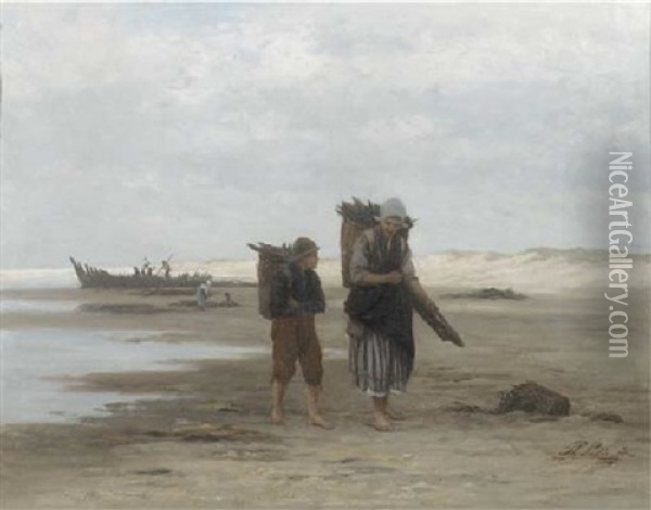Strandjutters Oil Painting - Philip Lodewijk Jacob Frederik Sadee