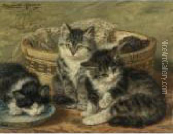 Four Kittens Oil Painting - Henriette Ronner-Knip