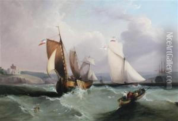 Shipping Off St Mawes Castle, Falmouth Oil Painting - William Clarkson Stanfield