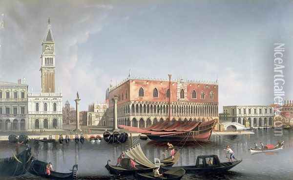 Gondolas before St. Marks Square, Venice Oil Painting - Manner of Canaletto, Antonio