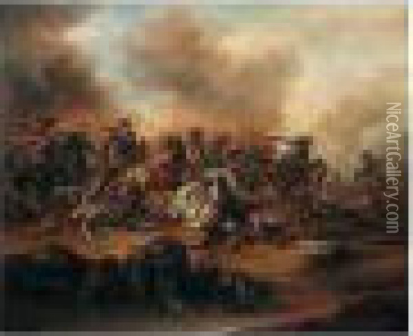 A Cavalry Skirmish Oil Painting - Charles Parrocel