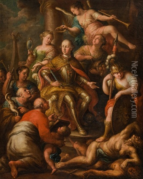The Glorification Of Joseph Ii, Holy Roman Emperor Oil Painting - Franz Xaver Wagenschoen