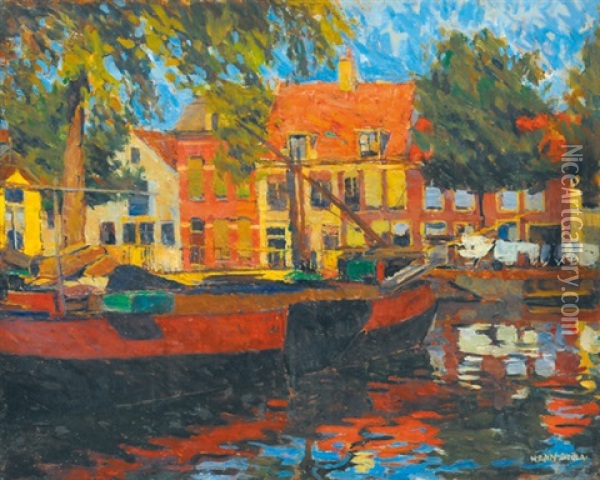 Dutch Landscape Oil Painting - Gyula Kosztolanyi Kann