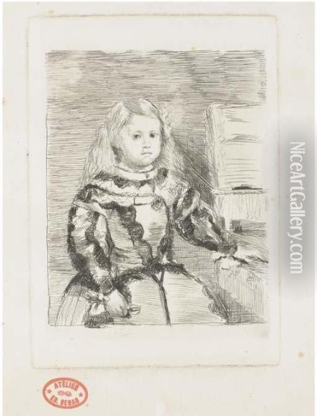 L'infante Margarita, D'apres Velazquez (delteil 12; Reed & Shapiro 16) Oil Painting - Edgar Degas