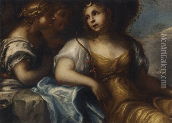 Diana And Her Nymphs Oil Painting - Pietro (Libertino) Liberi