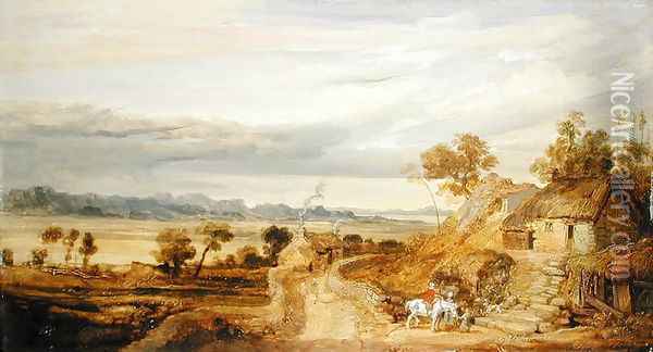 Landscape with Cottages, c.1802-07 Oil Painting - James Ward
