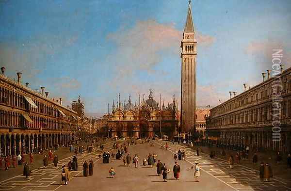 Piazza San Marco looking towards the Basilica di San Marco Oil Painting - (Giovanni Antonio Canal) Canaletto