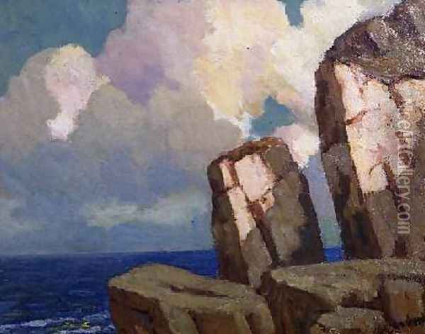 Rocky Coast on Jersey Oil Painting - Francis William Synge Le Maistre