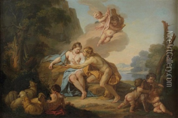 Venus Et Adonis Oil Painting - Jean Charles Frontier