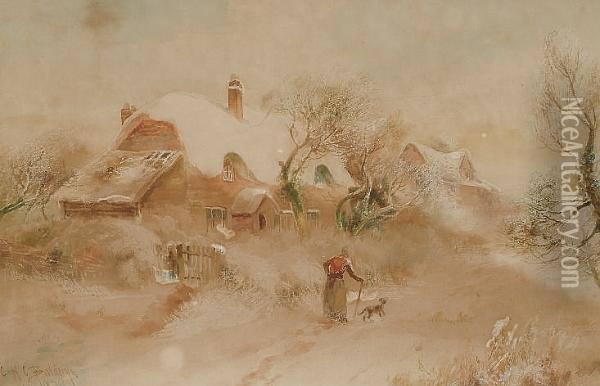 A Winter Stroll Oil Painting - Charles Henry C. Baldwyn