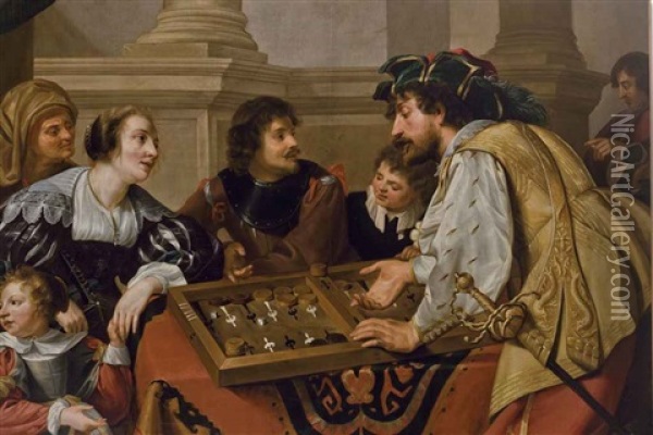 Les Joueurs De Tric-trac Oil Painting - Theodoor Rombouts