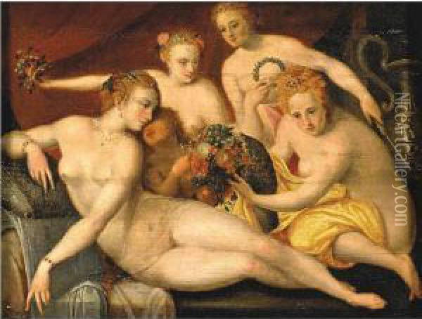 The Three Graces Oil Painting - Frans I Vriendt (Frans Floris)