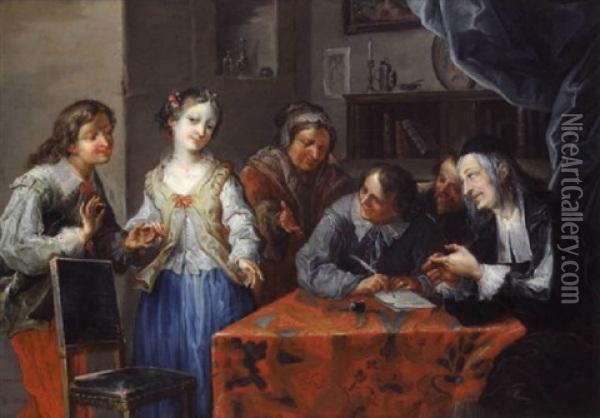 Aufsetzung Eines Ehevertrags Oil Painting - Johann Georg Platzer