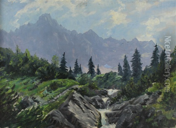 Oberbayerische Landschaft Oil Painting - Otto Struetzel
