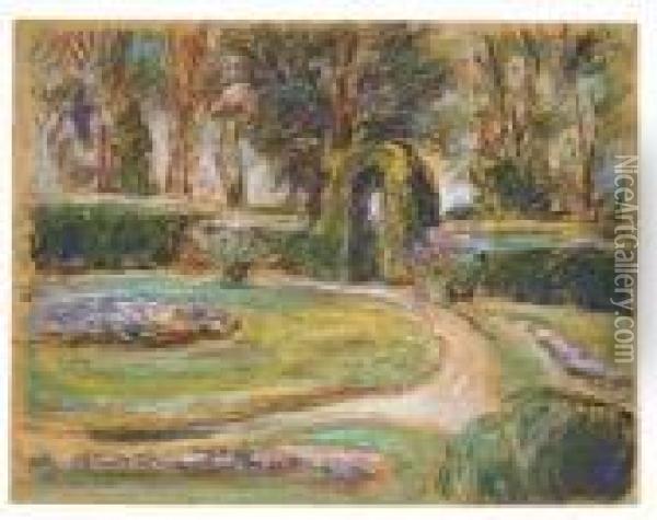 Das Rondell Im Heckengarten Oil Painting - Max Liebermann