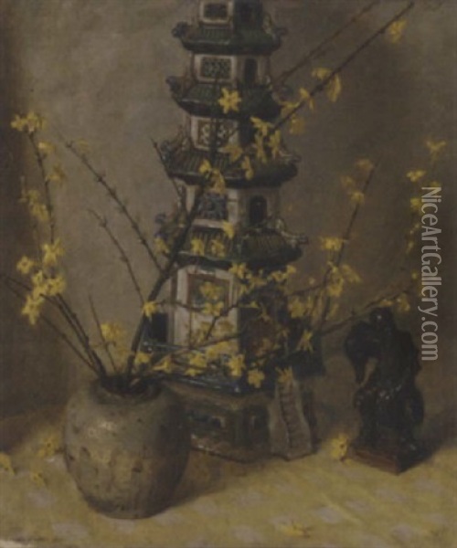 The Pagoda Oil Painting - Charles Daniel Ward