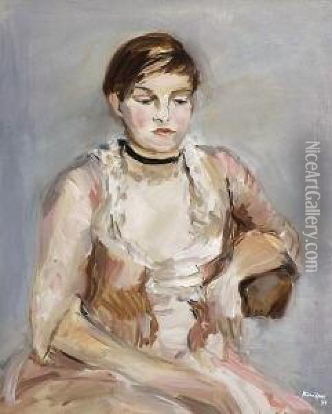 Portrat Schwester Lotte. Oil Painting - Alfred Knispel