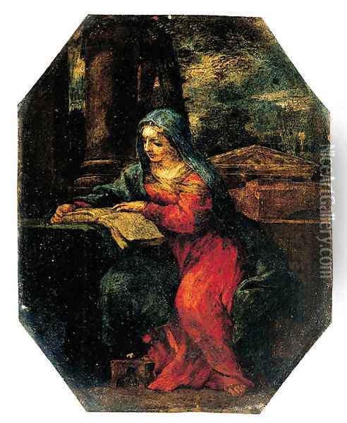 The Madonna reading by a column Oil Painting - Pietro Da Cortona (Barrettini)