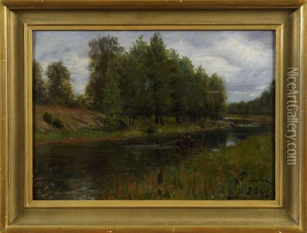 Waddo Kanal Oil Painting - Waldemar Lindholm