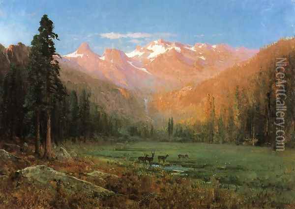 View of Cascade Lake, near Tahoe Oil Painting - Thomas Hill