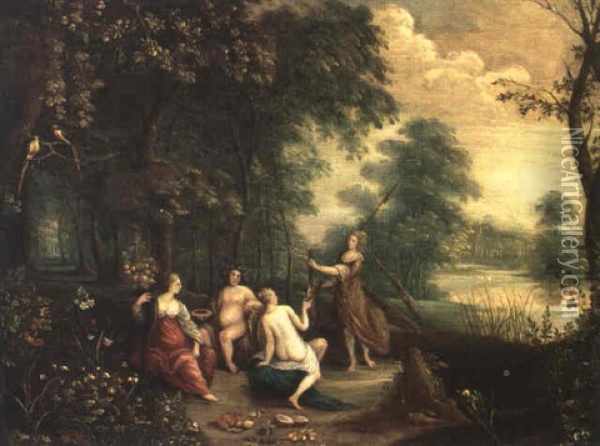Bacchus, Diane, Venus Et L'abondance Dans Un Paysage Oil Painting - Jan Brueghel the Elder
