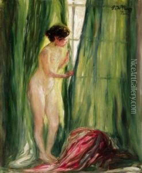 In The Window Of The Studio In Paris Oil Painting - Zsigmond Nagy