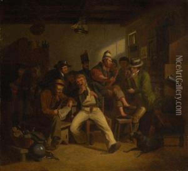 Der Aufschneider In Der Matrosenkneipe Oil Painting - Henry Ritter
