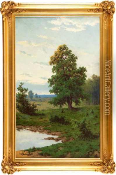 Pejzaz Z Drzewem Oil Painting - Jozef Guranowski