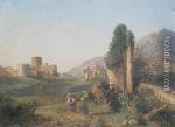 The Castle Of Mignano Oil Painting - Guglielmo Giusti