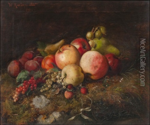 Still Life With Fruit Oil Painting - Yuliy Yulevich Klever the Younger