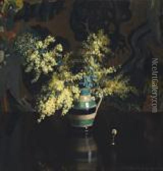 Flowers In A Pot Oil Painting - Dora Lynnell Wilson