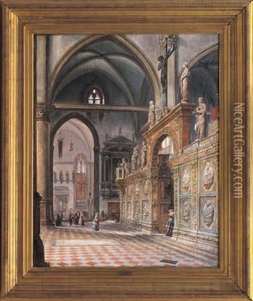 Interno Della Chiesa Dei Frari Oil Painting - Francesco Zanin