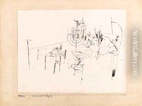 Heruntergebrannte Kerzen Krankenlager Oil Painting - Paul Klee