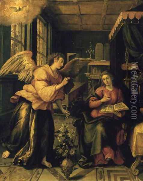 Annunciation Oil Painting - Maarten de Vos
